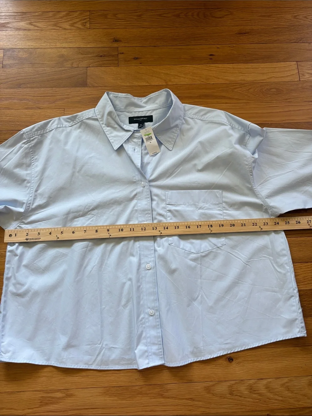 Banana Republic Light Blue Button Front Cotton Shirt XL NWT Oversized Pocket Top